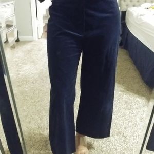 Zara women navy blue corduroy wide pants medium